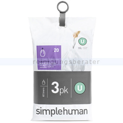 Müllbeutel Simplehuman code U, 3 x Pack mit 20 Stück, 55 L