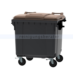 Müllcontainer fahrbarer Container 1100 L grau, braun