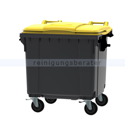 Müllcontainer fahrbarer Container 1100 L grau, gelb