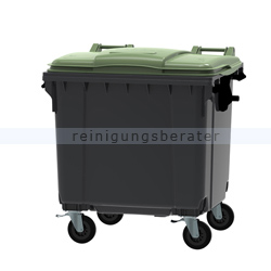Müllcontainer fahrbarer Container 1100 L grau, grün