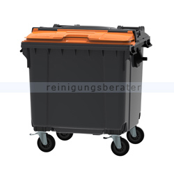 Müllcontainer fahrbarer Container 1100 L grau, orange