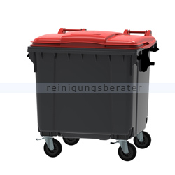 Müllcontainer fahrbarer Container 1100 L grau, rot