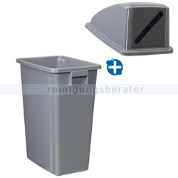 Mülleimer Rossignol Selectri grau mit Papierdeckel 60 L