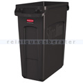 Mülleimer Rubbermaid Slim Jim mit Luftschlitze 60 L braun