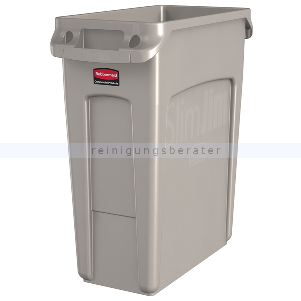 Mülleimer Rubbermaid Slim Jim mit Luftschlitzen 60 L beige