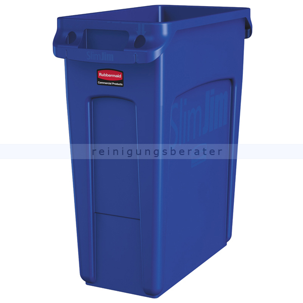 Mülleimer Rubbermaid Slim Jim mit Luftschlitzen 60 L blau