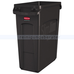 Mülleimer Rubbermaid Slim Jim mit Luftschlitzen 60 L braun