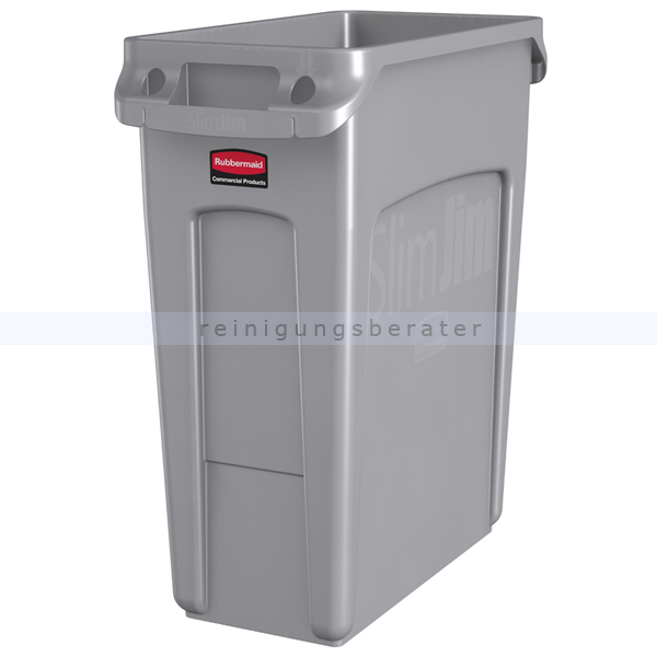 Mülleimer Rubbermaid Slim Jim mit Luftschlitzen 60 L grau