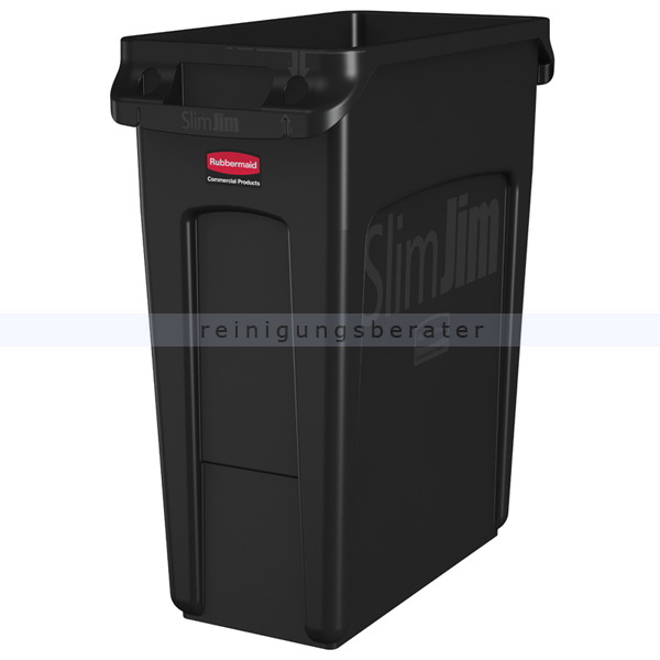 Mülleimer Rubbermaid Slim Jim mit Luftschlitzen 60 L schwarz