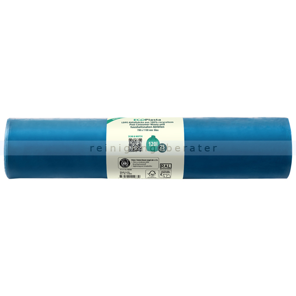 Müllsäcke EcoPlasta blau 120 L 33 my (Typ 60) 25 Stück/Rolle