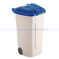 Mülltonne 110 L beige mit Deckel in blau