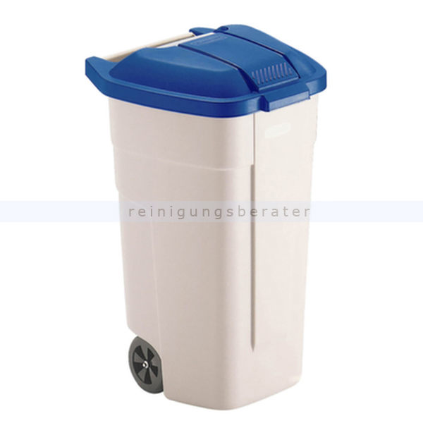 Mülltonne 110 L beige mit Deckel in blau