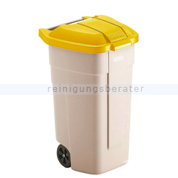 Mülltonne 110 L beige mit Deckel in gelb