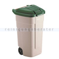 Mülltonne 110 L beige mit Deckel in grün