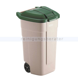 Mülltonne 110 L beige mit Deckel in grün
