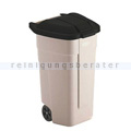 Mülltonne 110 L beige mit Deckel in schwarz