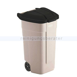 Mülltonne 110 L beige mit Deckel in schwarz