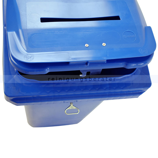 Mülltonne Container mit Papierschlitz und Schloss blau 120 L