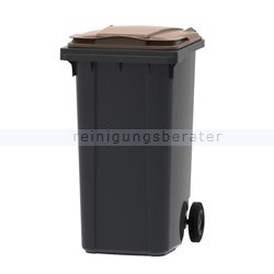 Mülltonne ESE Kunststoff 240 L grau mit braunem Deckel