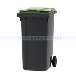 Mülltonne ESE Kunststoff 240 L grau mit grünem Deckel