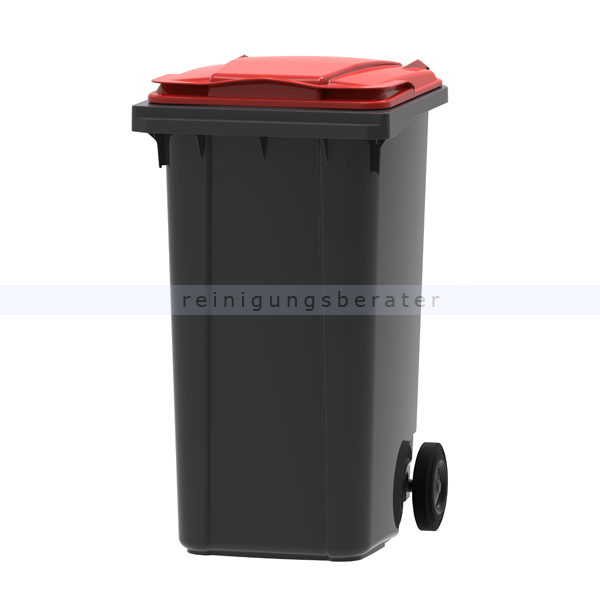 Mülltonne ESE Kunststoff 240 L grau mit rotem Deckel