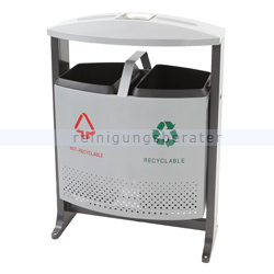 Mülltrennsystem Abfallbehälter 2 x 39 L Aluminium Grau