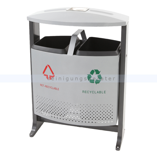 Mülltrennsystem Abfallbehälter 2 x 39 L Aluminium Grau