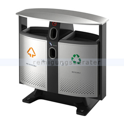 Mülltrennsystem Abfallbehälter 2 x 39 L Aluminium Grau