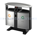 Mülltrennsystem EKO Abfallbehälter 2 x 39 L Aluminium Grau