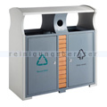 Mülltrennsystem EKO Abfallbehälter 2x 39 L Aluminium Grau