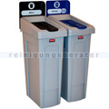 Mülltrennsystem Rubbermaid Slim Jim Recycling-Station 2 x 87 L