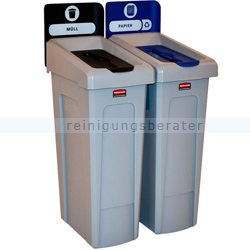 Mülltrennsystem Rubbermaid Slim Jim Recycling-Station 2 x 87 L