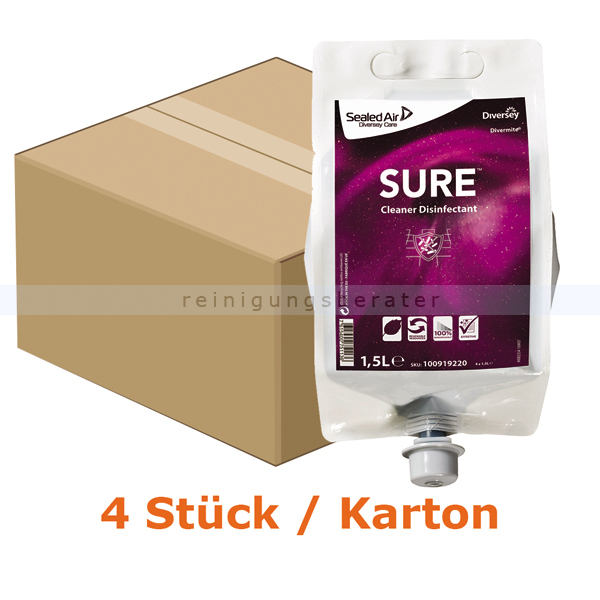 Öko-Flächendesinfektion SURE Cleaner Disinfectant 4 x 1,5 L