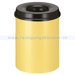 Papierkorb (feuersicher) 15 L Gelb, Schwarz