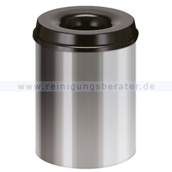 Papierkorb (feuersicher) rund 15 L aluminium-schwarz