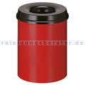 Papierkorb (feuersicher) rund 15 L rot-schwarz