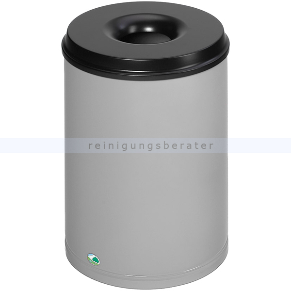Papierkorb VAR Mülleimer feuersicher Stahlblech 50 L silber