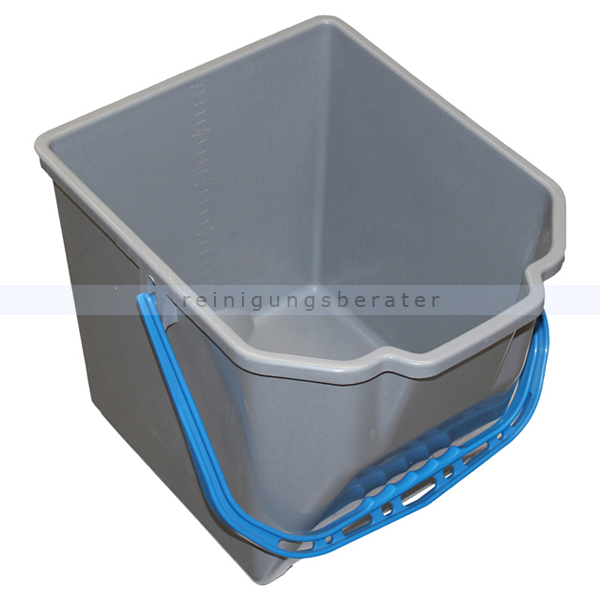 Putzeimer für Reinigungswagen 18 L grau mit blauem Griff