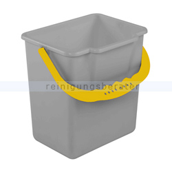 Putzeimer für Reinigungswagen 6 L grau mit gelbem Henkel