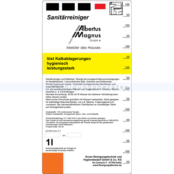 Sanitärreiniger Albertus Magnus 1 L Eigenmarke, Palette