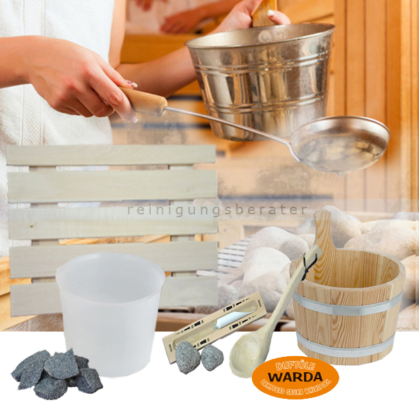 Sauna Zubehör-Set Warda groß 6-teilig mit 20 kg Steine