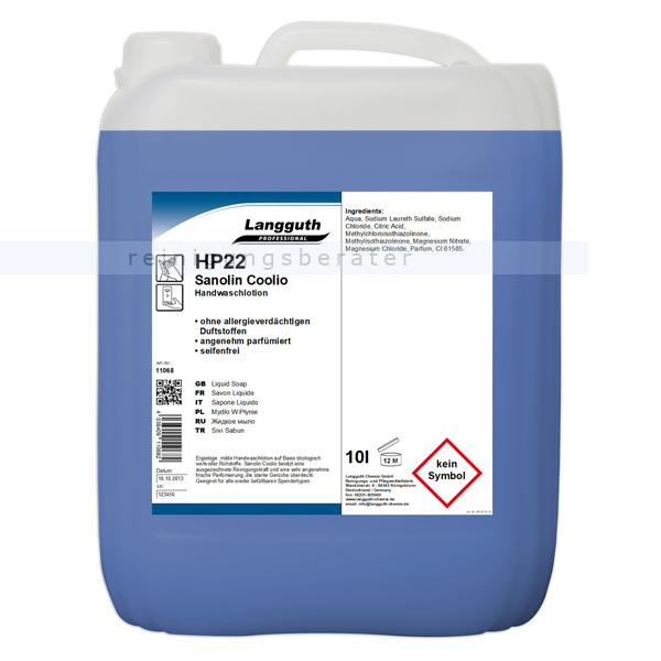 Seife Sanolin Coolio HP22 Waschlotion blau 10 L