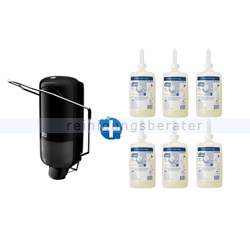 Seifenspender Set Tork S1 Hebelspender, schwarz mit Seife
