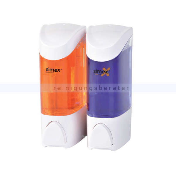 Seifenspender Simex Kunststoff weiß/transparent 2x 300 ml