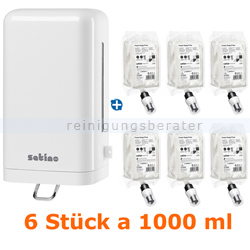 Seifenspender Wepa Satino Schaumseifen Spender weiß 1 L Set