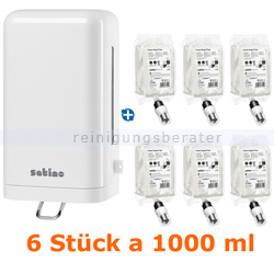 Seifenspender Wepa Satino Schaumseifen Spender weiß 1 L Set