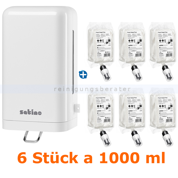 Seifenspender Wepa Satino Schaumseifen Spender weiß 1 L Set