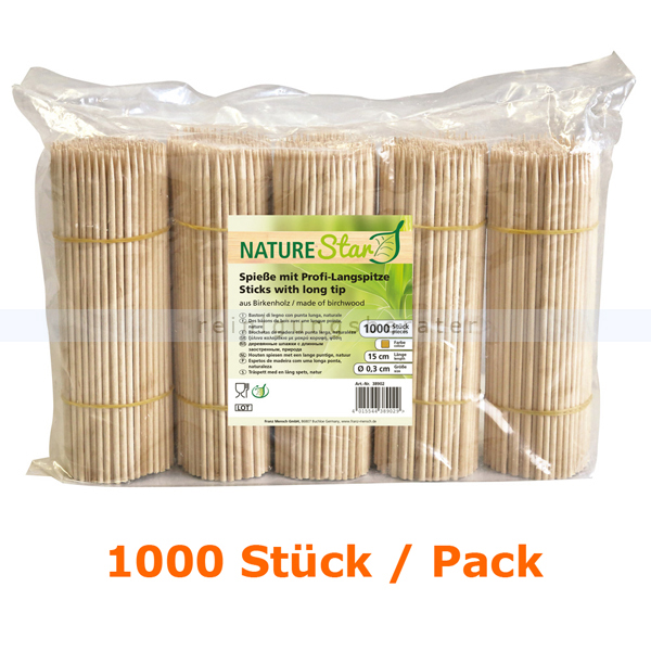 Spieße NatureStar BIO Holzspieße Birke 200 mm 1000 Stück
