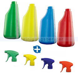 Sprühflaschen 4 Farben System mit Duraspray Sprühköpfen SET
