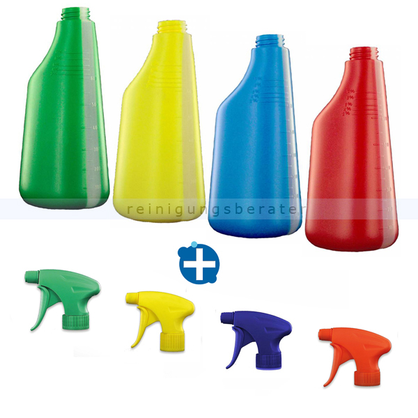 Sprühflaschen 4 Farben System mit Duraspray Sprühköpfen SET